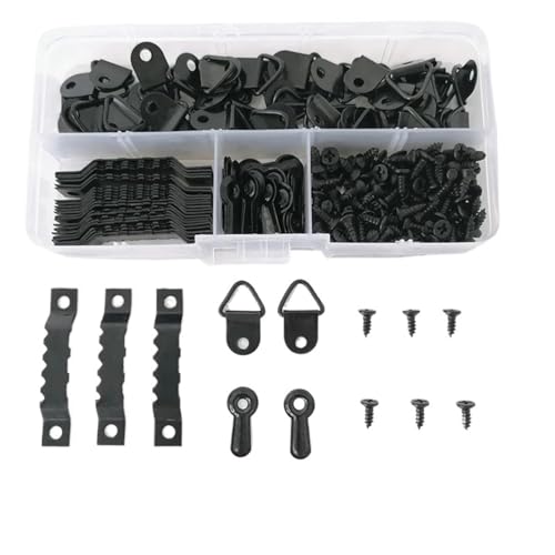 Sägezahn-Bilderrahmen-Aufhänger for Aufhängen von Kunstwerken, Fotowand, Ölgemälde, Spiegel, 3 Farben, Sägezahn-Haken mit Schrauben, Zubehör für die Leinwand oder Bilder mit Schrauben(Black) von LuoAXINN