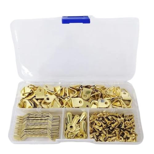 Sägezahn-Bilderrahmen-Aufhänger for Aufhängen von Kunstwerken, Fotowand, Ölgemälde, Spiegel, 3 Farben, Sägezahn-Haken mit Schrauben, Zubehör für die Leinwand oder Bilder mit Schrauben(Gold) von LuoAXINN