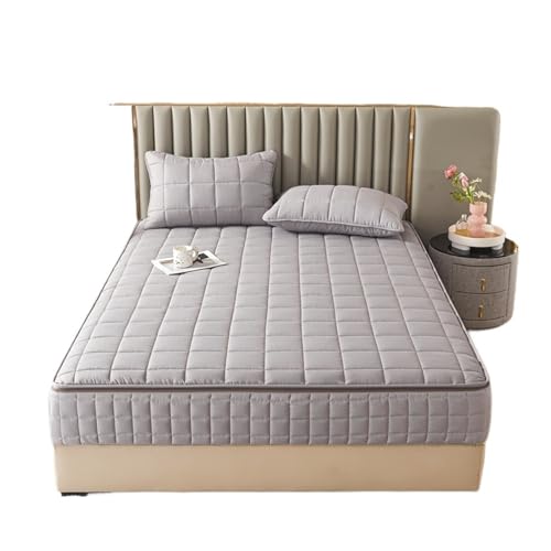 Sechs Seiten All-Inclusive-Matratzenbezug mit Reißverschluss Verdicken Spannbettlaken Gesteppte Matratzenschoner Pad Paar zur Verwendung in Matratzen(Gray,140x200x15cm 1PC) von LuoAXINN