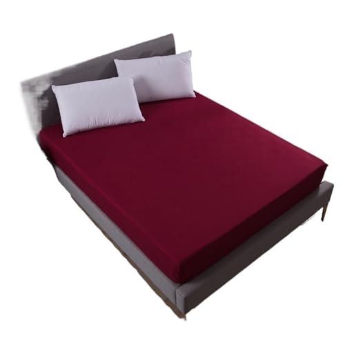 Solide Spannbettlaken Matratzenschutzbezug 90/140/160/180/200/220X200 mit Gummiband Laken King Queen Double Single zur Verwendung in Matratzen(Red,90x200x25cm) von LuoAXINN