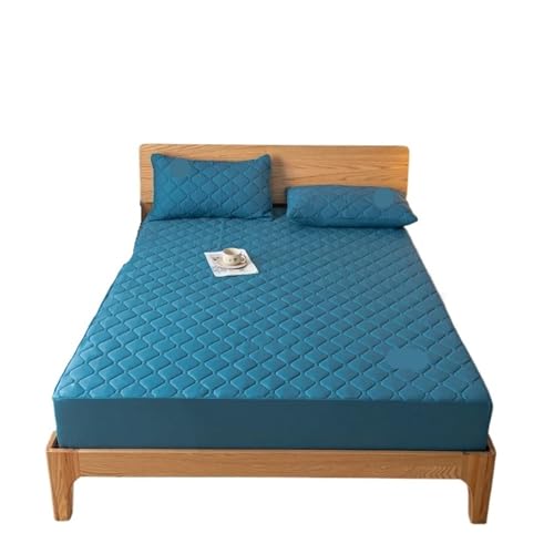 Wasserdichter Matratzenbezug, gestepptes Spannbettlaken, Matratzenschoner, rutschfest, weich, for Einzel- und Doppelbetten zur Verwendung in Matratzen(Blue,140x190x30cm) von LuoAXINN