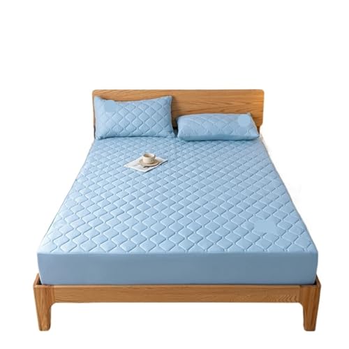 Wasserdichter Matratzenbezug, gestepptes Spannbettlaken, Matratzenschoner, rutschfest, weich, for Einzel- und Doppelbetten zur Verwendung in Matratzen(Blue Sky,King 78x80x12in) von LuoAXINN