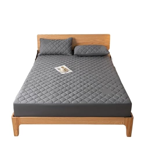 Wasserdichter Matratzenbezug, gestepptes Spannbettlaken, Matratzenschoner, rutschfest, weich, for Einzel- und Doppelbetten zur Verwendung in Matratzen(Dark Gray,King 78x80x12in) von LuoAXINN