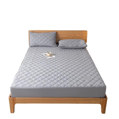 Wasserdichter Matratzenbezug, gestepptes Spannbettlaken, Matratzenschoner, rutschfest, weich, for Einzel- und Doppelbetten zur Verwendung in Matratzen(Gray,2xPillowcase 48x74cm) von LuoAXINN