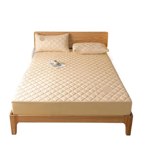 Wasserdichter Matratzenbezug, gestepptes Spannbettlaken, Matratzenschoner, rutschfest, weich, for Einzel- und Doppelbetten zur Verwendung in Matratzen(Khaki,2xPillowcase 48x74cm) von LuoAXINN