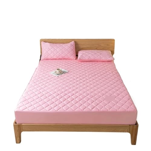 Wasserdichter Matratzenbezug, gestepptes Spannbettlaken, Matratzenschoner, rutschfest, weich, for Einzel- und Doppelbetten zur Verwendung in Matratzen(Light Pink,140x190x30cm) von LuoAXINN