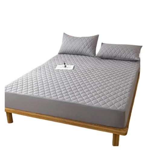 Wasserdichter Matratzenschoner, Überwurf, Matratzenbezug, Spannbettlaken, Einzel- und Doppelgröße, Grau/Weiß zur Verwendung in Matratzen(Gray,Full 137x190x36cm) von LuoAXINN