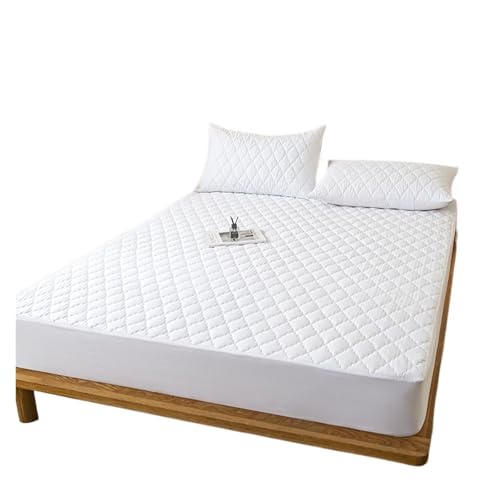 Wasserdichter Matratzenschoner, Überwurf, Matratzenbezug, Spannbettlaken, Einzel- und Doppelgröße, Grau/Weiß zur Verwendung in Matratzen(White,140x190x30cm) von LuoAXINN