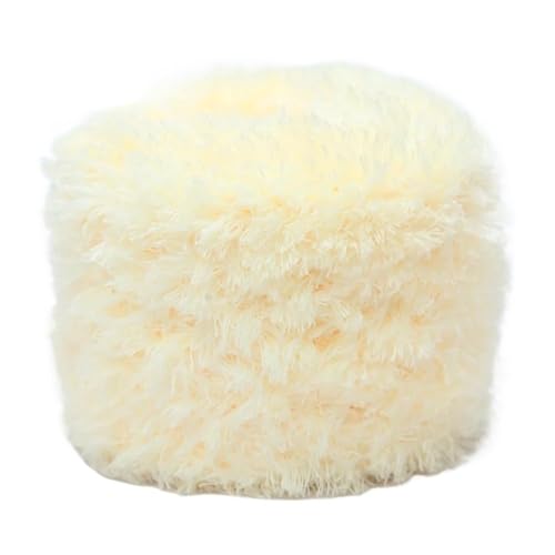 LuoShaiu 200G Korallen Samt Handgemachte Wolle Garn Plüsch Stricken Natürliche Häkeln Flauschigen Stricken Dicke Wolle(13 milky yellow) von LuoShaiu