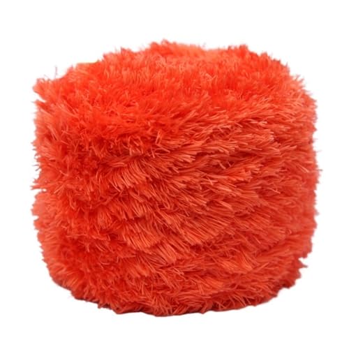 LuoShaiu 200G Korallen Samt Handgemachte Wolle Garn Plüsch Stricken Natürliche Häkeln Flauschigen Stricken Dicke Wolle(26 orange red) von LuoShaiu