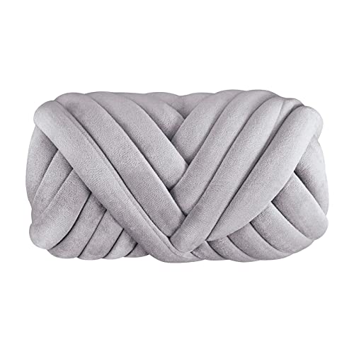 LuoShaiu 250 g grob gesponnenes Baumwoll-Polyestergarn, handgewebtes Garn Dicke Wolle(LIGHT GRAY) von LuoShaiu