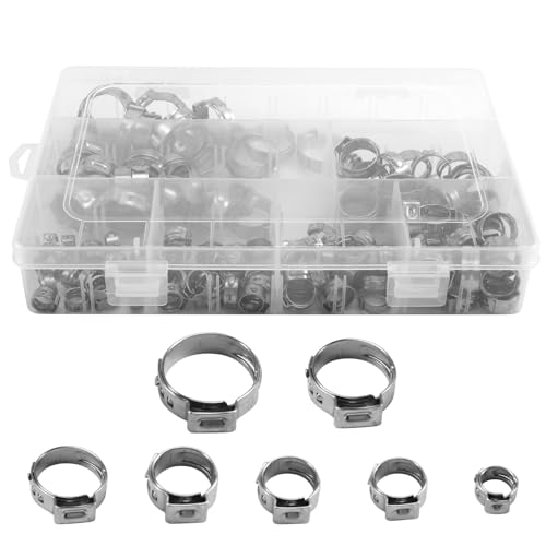 Luobannm 130PCS 5.8-21mm Einzeln Ohr Schlauchklemme Stepless Einzeln Ohr Bügel Geeignet für Rohrverbindung von Luobannm