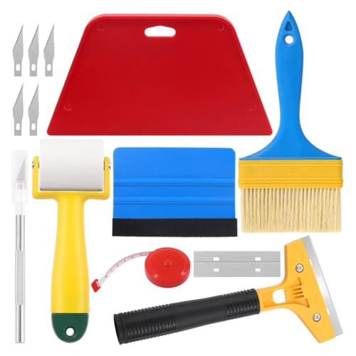 Luobannm 14-Teiliges Tapezierwerkzeug-Set, Tapezier-Glättwerkzeug-Set, zum Tapezieren, für Kontaktpapier, Vinyl-Anwendung von Luobannm
