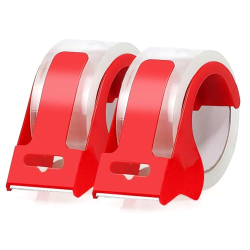 Luobannm 2 Rollen Transparentes Verpackungsband mit 2 Nachfüllbaren Spendern, Starkes Verpackungsband 1,88" X 55Yards für Umzugskartons, Versand, Post, Büro und Lagerung. von Luobannm