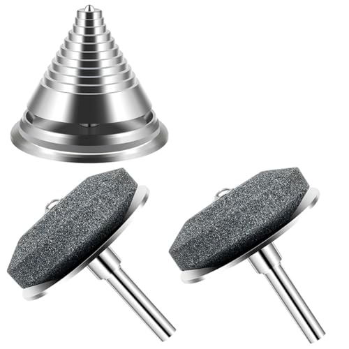 Luobannm 2 Stück Metall-Rasenmäherklingenschärfer, Metall-Rasenmäherklingenschärfer, Mäher-Schärfstein mit 1 Stück Ausgleichswerkzeug von Luobannm