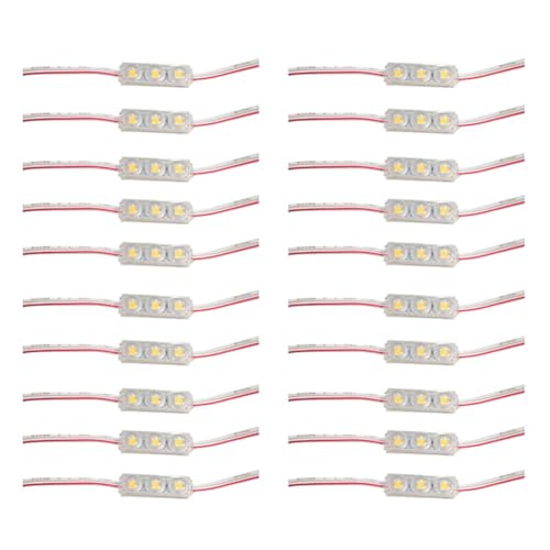 Luobannm 20 Stück SMD-LED-Modulbeleuchtung, IP67 Wasserdicht, 3 LED-Rückleuchten, DC12V 1,5W Spiegelleuchte LED- Kaltweiß von Luobannm