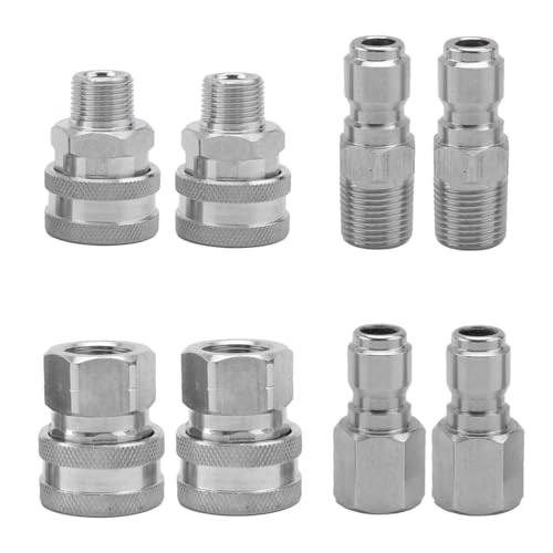 Luobannm 4 Sätze NPT 3/8 Edelstahl-Schnellkupplungssätze Männlich und Weiblich, Schnellkupplungsanschlüsse Männlich/Weiblich 3/8 von Luobannm
