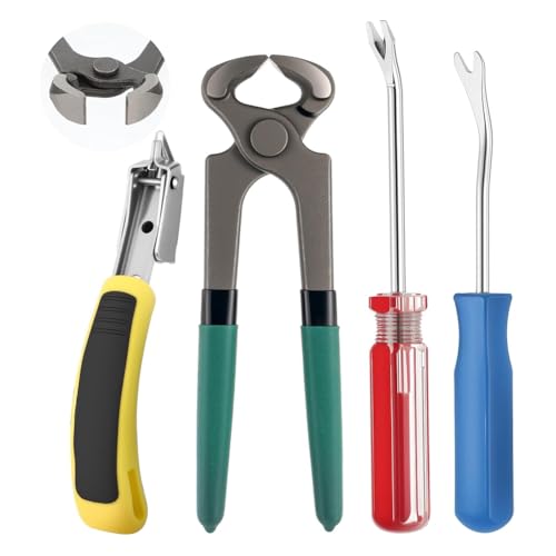 Luobannm 4-Teiliges Werkzeugset mit Nagelzieher und Klammerentferner - Nagelstiftentferner, U-Stiftheber, Endschneider, Teppichentferner von Luobannm