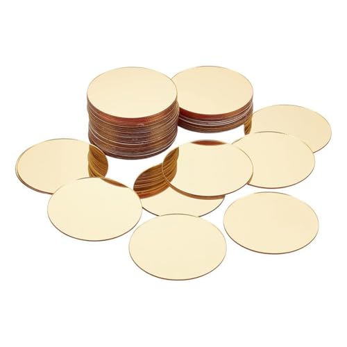 Luobannm 50 Stück Mini-Spiegelfliesen Aus Acryl, 2, Selbstklebende Flache, Runde Spiegelaufkleber, Mosaikfliesen, Mosaikspiegelblätter von Luobannm