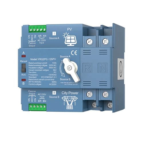 Luobannm ATS Doppelleistung Automatischer Umschalter für Generator oder PV- Zur Stadtnetzumschaltung Solar-Wechselrichter 2P125A von Luobannm