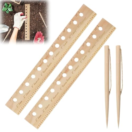 Luobannm Abstandshalter, Sämaschine, Pflanzlineal, Präzise Pflanzholz-Abstandsschablone, Gartenwerkzeug für Gärten und Höfe, 2er-Set von Luobannm