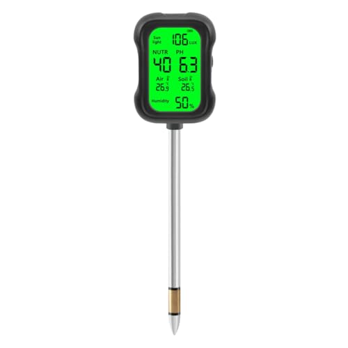 Luobannm Bodenfeuchtemessgerät mit Lichtsensor, 6-In-1-Digital-Bodentester für Pflanzen mit Genauer Lux- und Feuchtigkeitsanzeige von Luobannm