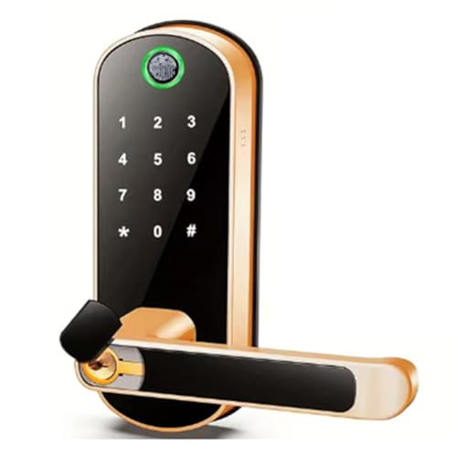 Luobannm Digitales Elektronisches Türschloss mit Touchscreen, App-Steuerung und Fernbedienung in Gold von Luobannm