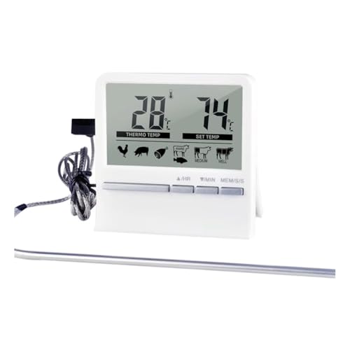 Luobannm Digitales Küchenthermometer zum Kochen Von Fleisch und Lebensmitteln für Den Ofen, Grill, Timerfunktion mit Wärmemesser zum Kochen B von Luobannm