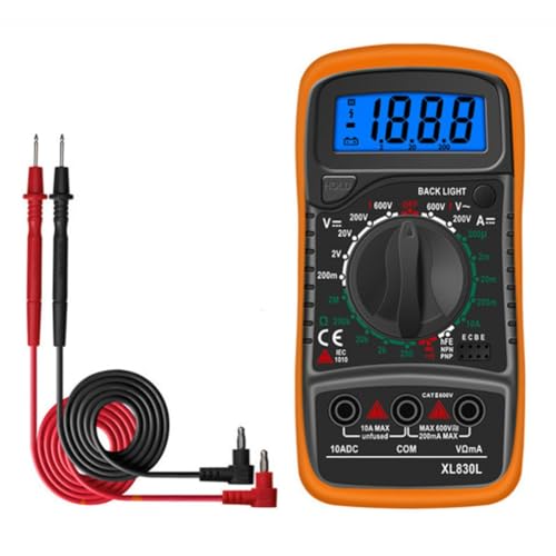 Luobannm Digitalmultimeter XL830L Smart Digitalmultimeter LCD Voltmeter Amperemeter Ohmmeter Tester AC DC Spannungsmesser Gelb Tester von Luobannm