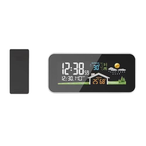 Luobannm Drahtlose Wetterstation, Holzwecker, Digitales Thermometer, Luftfeuchtigkeit, Temperatur, Kabelloser Sensor, Home TimeWatch Luobannm Drahtlose Wetterstation, Holzwecker, Digitales Thermometer, Luftfeuchtigkeit, Temperatur, Kabelloser Sensor, Home TimeWatch von Luobannm