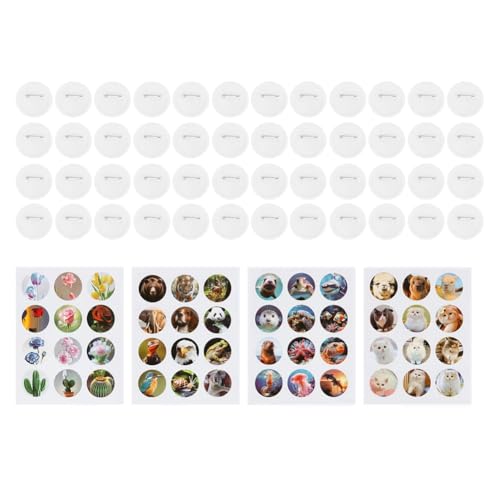Luobannm Einfache Button-Maker-Maschine für Anstecknadeln, Button-Teile zum Selbermachen, Anstecknadel-Button-Presse, 48-Teilige Button-Teile von Luobannm