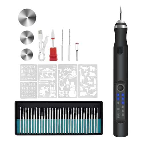 Luobannm Elektrisches Gravierwerkzeug-Set mit 37 Einsätzen, 3-Stufen-Drehgravurwerkzeug für Schmuck, Glas, und Kunststoffgravur. von Luobannm