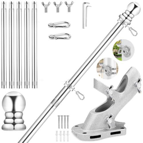 Luobannm Fahnenmast für Haus, 6 Fuß Drehbarer Edelstahl, Fahnenmast-Set, 1 Rostfreier Fahnenmast für Veranda für Outdoor-Sport für Flagge von Luobannm