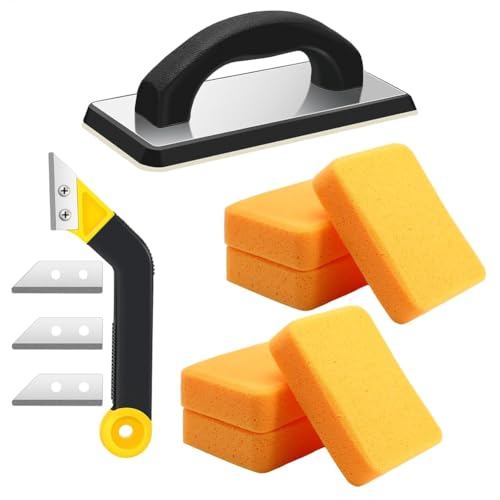 Luobannm Fugenmörtel -Schwimmer -Set 6 Schwämme, Schrägfliesensägen Band 3 Klingenersatzentfernungswerkzeug für Ziegel, Gips, Trockenbau, Beton A von Luobannm
