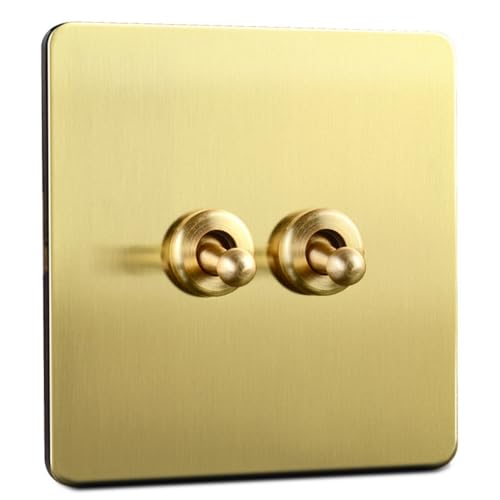 Luobannm Goldener Wippschalter, Messing-Hebelschalter, Wohnaccessoires, Steckdosen und Schalter, 220 V, Druckknopf, Typ 86 von Luobannm
