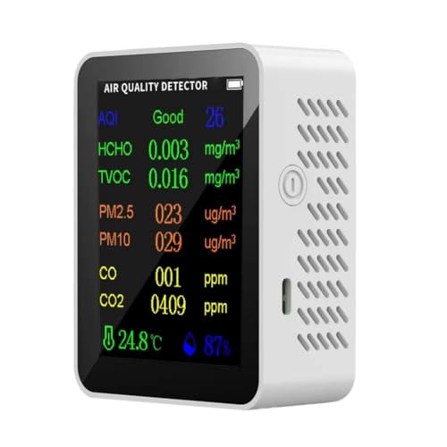 Luobannm Innenraumluftqualitätsdetektor Hochpräziser Echtzeit-Tragbarer 10-In-1-Monitor mit Alarm Luftqualitätstester Innenbereich B von Luobannm