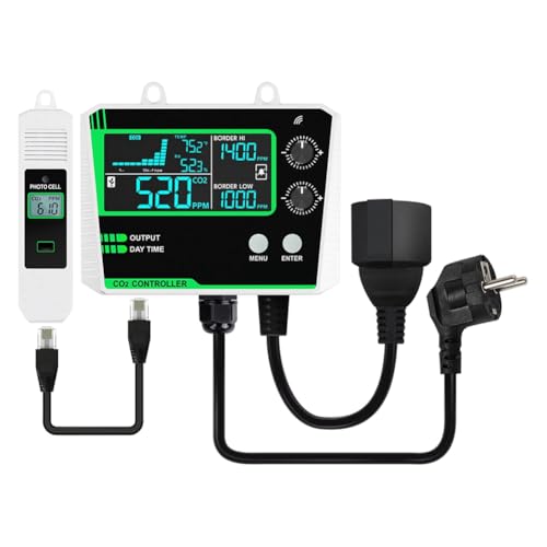 Luobannm Kohlendioxid-Controller Einzelkanal-Split-Sonde CO2-Monitor CO2-Druckminderungsventil für Gewächshaus EU-Stecker B von Luobannm