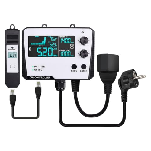 Luobannm Kohlendioxid-Regler Einzelkanal Aufgeteilter Sensor CO2-Monitor CO2-Druckminderungsventil für Gewächshaus EU-Stecker C von Luobannm