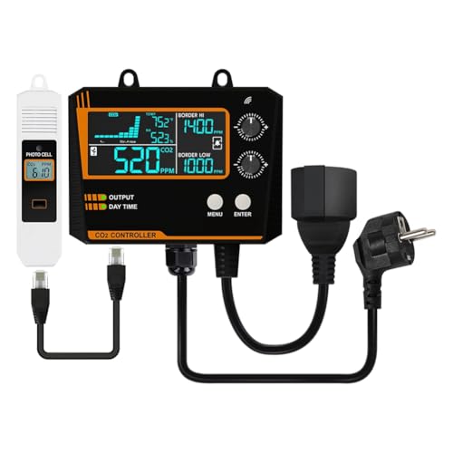 Luobannm Kohlendioxidregler Einzelkanal-Split-Sonde CO2-Monitor CO2-Druckminderungsventil für Gewächshaus EU-Stecker A von Luobannm
