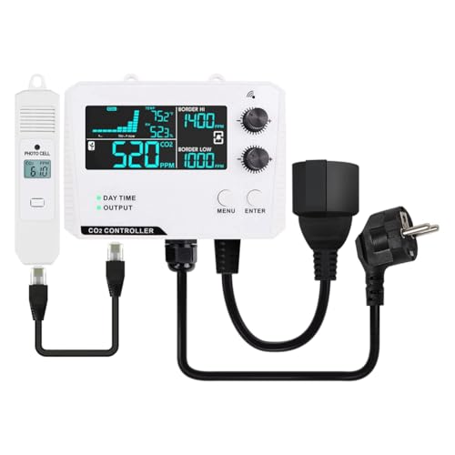 Luobannm Kohlendioxidregler Einzelkanal-Split-Sonde CO2-Monitor CO2-Druckminderungsventil für Gewächshaus EU-Stecker D von Luobannm