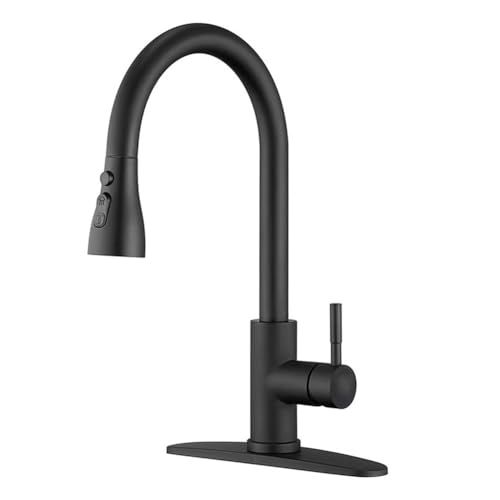 Luobannm Küchenarmatur Edelstahl Mattschwarzer Eingriff mit Lichtbogenhahn für Küchenspüle Utility Waschbecken Wasserhahn von Luobannm