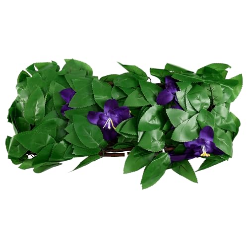 Luobannm Künstlicher Efeu-Sichtschutzzaun Erweiterbare Garten-Trellis-Paneele Dekorative Garten-Trellis-Paneele mit Künstlichem Efeu und Violetten Blumen 40cm von Luobannm
