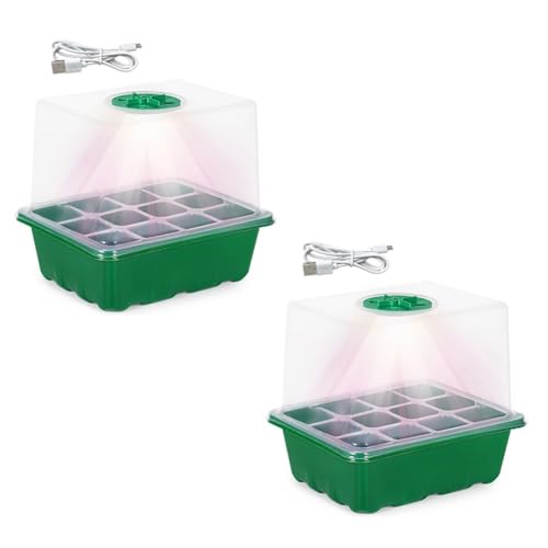 Luobannm LED-Wachstumslicht, 12 Löcher, Saatschale, Pflanzkasten, Setzlingsschale, Gartenkeimungswerkzeug von Luobannm
