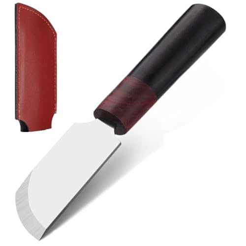 Luobannm Lederschneidemesser Lederbearbeitungswerkzeug, Schälmesser mit Holzgriff, Bastelbedarf Halbrund von Luobannm
