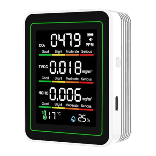 Luobannm Luftqualität Monitor Luftqualität Tester CO2 Monitor/Temperatur/Formaldehyd Detektor/Luftfeuchtigkeit TVOC für Räume, Zelte von Luobannm