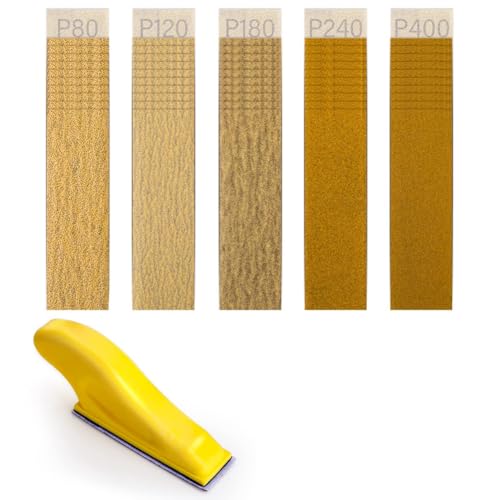 Luobannm Mikro-Schleifset mit 50 Schleifpapieren, Schleifpapierblätter mit Körnung 80 Bis 400, 8,9 X 2,8 cm, Nass-Trocken-Detailschleifpapier von Luobannm