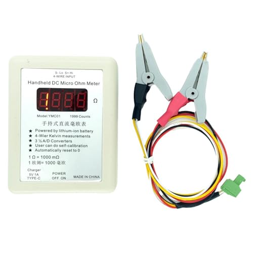 Luobannm Niederohmmessgerät Kelvin-Messgerät 4-Leiter-Ohmmeter Vierdraht-Kelvin-Messung Niederohmleitungswiderstandserkennung Kleine Klemme von Luobannm