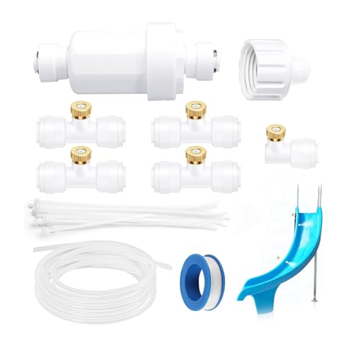 Luobannm Pool-Rutschen-Sprühset, Rutschen-Wasserschlauch-Set, Inklusive 10,9 M Langem Pool-Wasserrutschenschlauch mit 5 Düsen, Wasserfilter von Luobannm