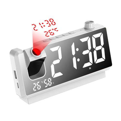 Luobannm Projektionswecker HD LED Display Smart Projektionswecker für Schlafzimmer 180 Grad Drehbare Digitaluhrprojektor A von Luobannm