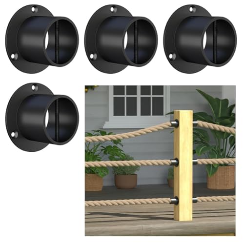 Luobannm Schwarzer 4pack -Seilende -Schnappscheibe Sicherung der Schienenstützkappe für Hanpenzäune -Treppendeck -Geländerkit von Luobannm